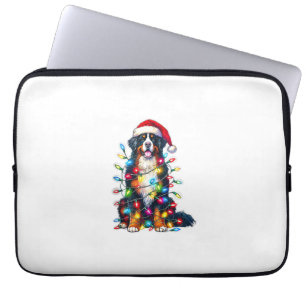 Housse Pour Ordinateur Portable Chien de montagne bernois x lumières de Noël