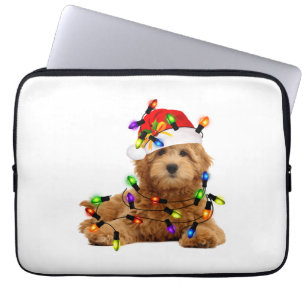 Housse Pour Ordinateur Portable Chien de Père Noël Goldendoodle