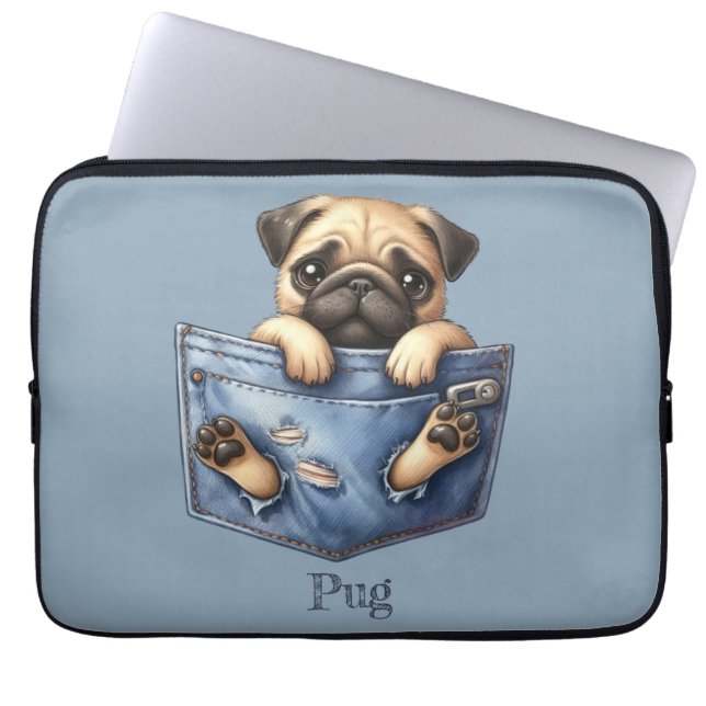 Housse Pour Ordinateur Portable Chien de poche carlin (Devant)