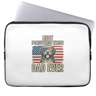 Housse Pour Ordinateur Portable Chien d'eau portugais Papa Patriotique Vintage
