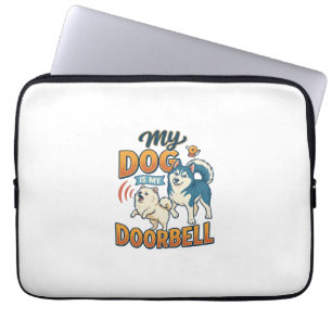 Housse Pour Ordinateur Portable Chien Est Sonnette Aboie Blanc Bleu_1