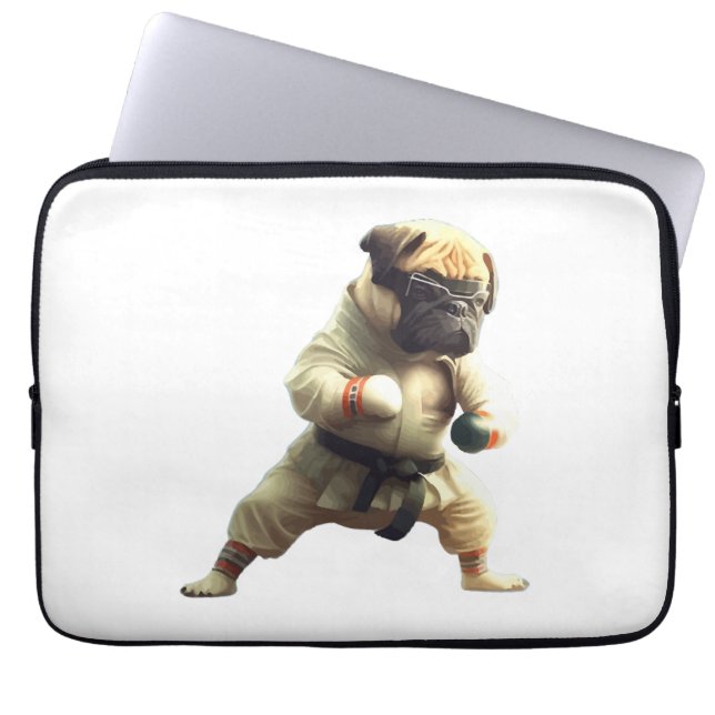 Housse Pour Ordinateur Portable Chien Knows Karate transformé (Devant)