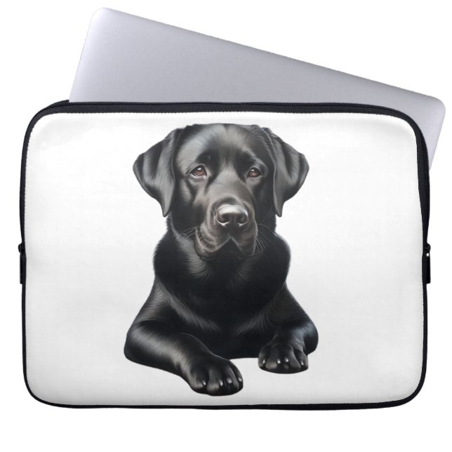 Housse Pour Ordinateur Portable Chien Labrador noir (Devant)