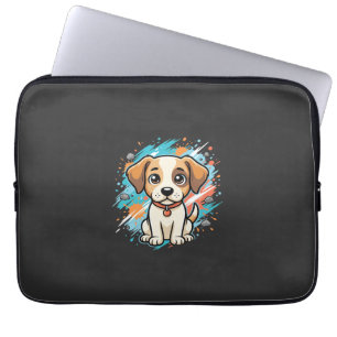 Housse Pour Ordinateur Portable Chien mignon éclaboussure de peinture art vectorie