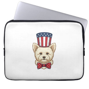 Housse Pour Ordinateur Portable Chien patriotique chapeau haut de forme vintage ve