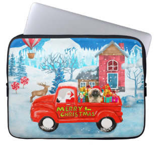 Housse Pour Ordinateur Portable Chien Pekingese Livraison de Noël Camion Neige