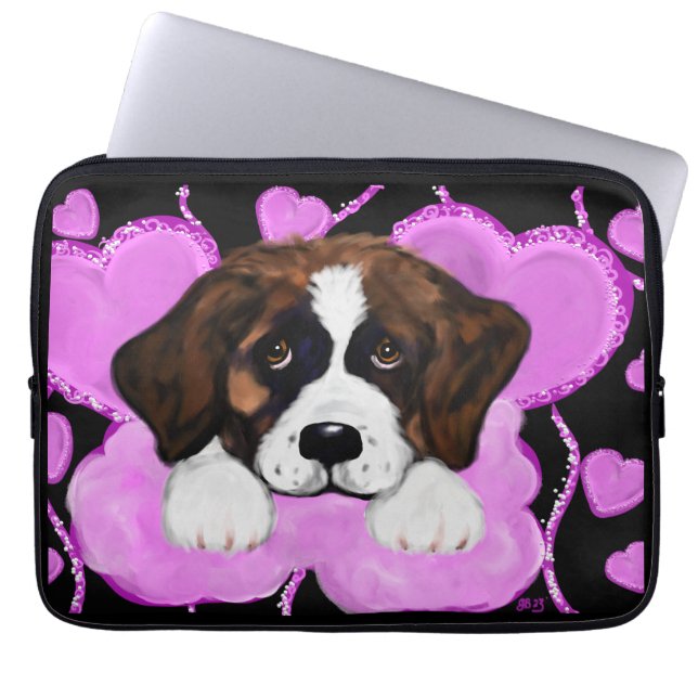 HOUSSE POUR ORDINATEUR PORTABLE CHIEN SAINT BERNARD  (Devant)