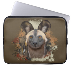 Housse Pour Ordinateur Portable Chien sauvage africain Abstrait Paint Splatter Fau