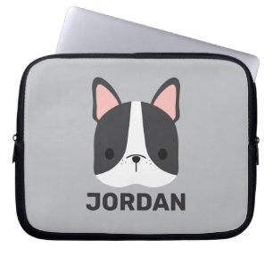Housse Pour Ordinateur Portable Chien-taureau français mignon avec nom personnalis