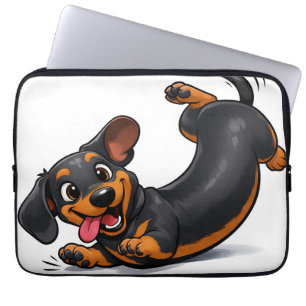 Housse Pour Ordinateur Portable Chien Teckel Mignon et joueur