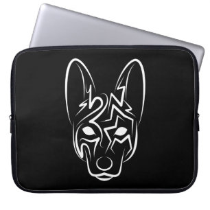 Housse Pour Ordinateur Portable Chien tribal noir et blanc