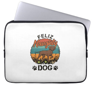 Housse Pour Ordinateur Portable Chien vilain heureux Brun Soleil Rétro Empreintes