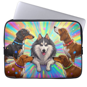 Housse Pour Ordinateur Portable Chiens Chiens Chiots avec arrière - plan arc-en-ci