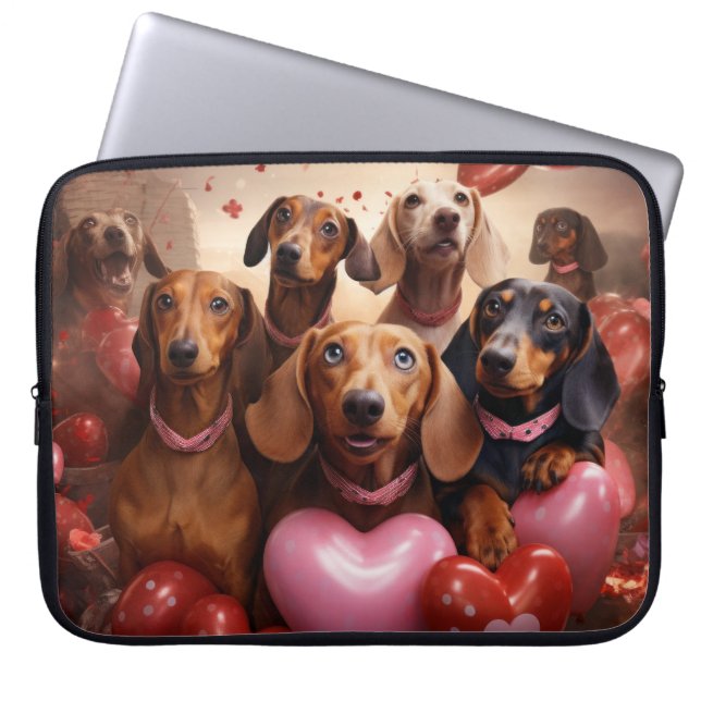 HOUSSE POUR ORDINATEUR PORTABLE CHIENS DE BÂTIMENT DE VALENTINE (Devant)