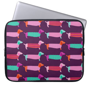 Housse Pour Ordinateur Portable Chiens de Dachshund : Motif mignon sans couture.
