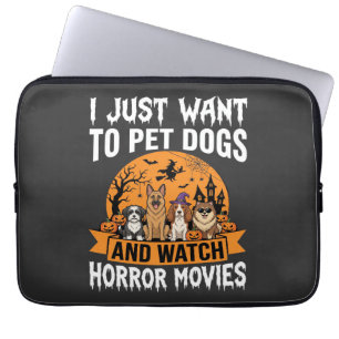 Housse Pour Ordinateur Portable Chiens drôles d'Halloween Vecteur de films d'horre
