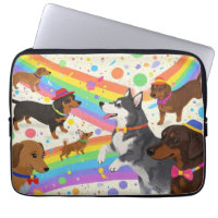 Chiens sympas avec arc-en-ciel