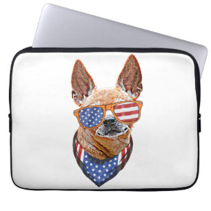 Housse Pour Ordinateur Portable Chihuahua Chien USA Indépendance américaine 4 juil