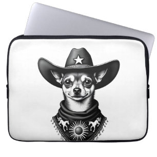 Housse Pour Ordinateur Portable Chihuahua vintage style cowboy gravure western D