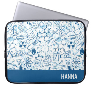 Housse Pour Ordinateur Portable Chimie Doodle Motif Nom personnalisé