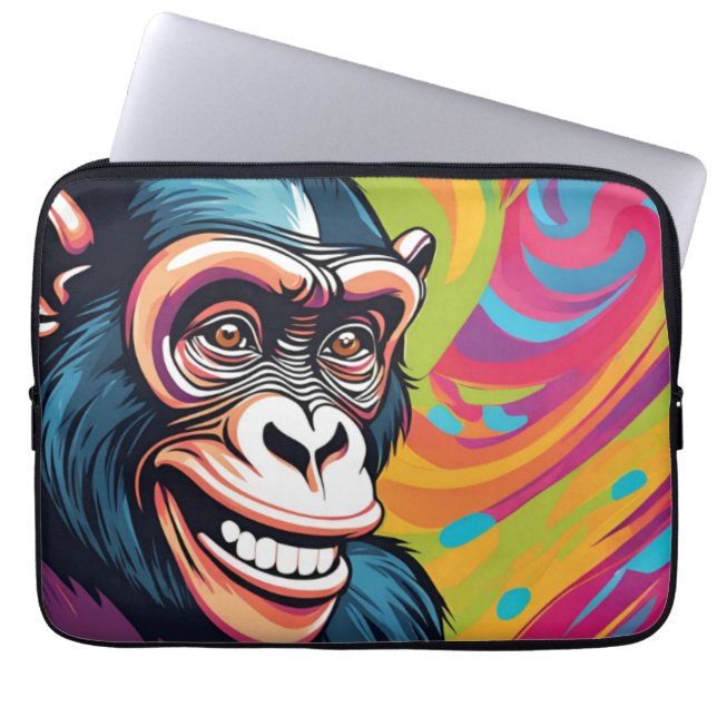 Housse Pour Ordinateur Portable Chimpanzé fou mignon (Devant)