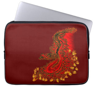 Housse Pour Ordinateur Portable Chine Dragon rouge et or design