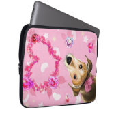 Housse Pour Ordinateur Portable Chiot Avec Ruban Rose - Amour (Devant droit)