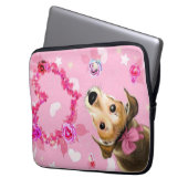 Housse Pour Ordinateur Portable Chiot Avec Ruban Rose - Amour (devant gauche)