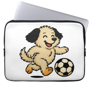 Housse Pour Ordinateur Portable Chiot jouant au football