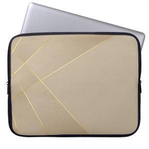 Housse Pour Ordinateur Portable Chocolat Brown et Abstrait Gold Lines