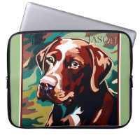 Chocolat Lab Chien sur Camo Arrière - plan