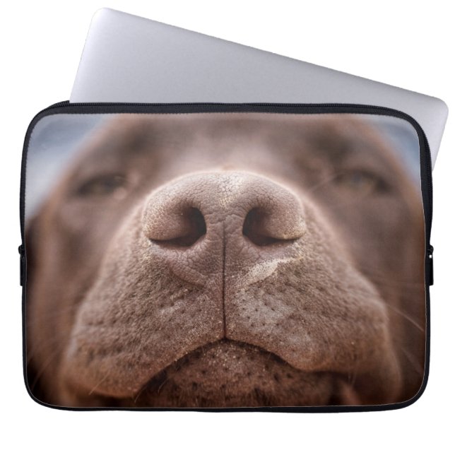 Housse Pour Ordinateur Portable Chocolat Labrador Closeuse du nez (Devant)