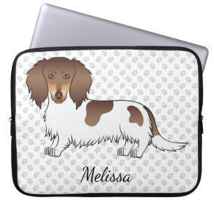 Housse Pour Ordinateur Portable Chocolat & Tan Piebald cheveux longs Dachshund & N