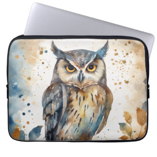 Housse Pour Ordinateur Portable Chouette aquarelle