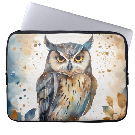Housse Pour Ordinateur Portable Chouette aquarelle (Devant)