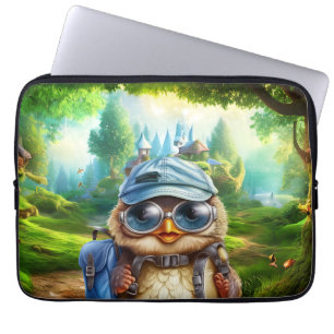 Housse Pour Ordinateur Portable Chouette voyageuse dans une forêt enchantée