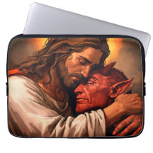 Christ réconfortant Lucifer Coque d'ordinateur por