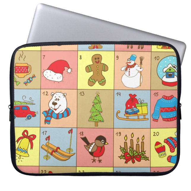 Housse Pour Ordinateur Portable Christmas Advent : Collection d'éléments Doodle (Devant)