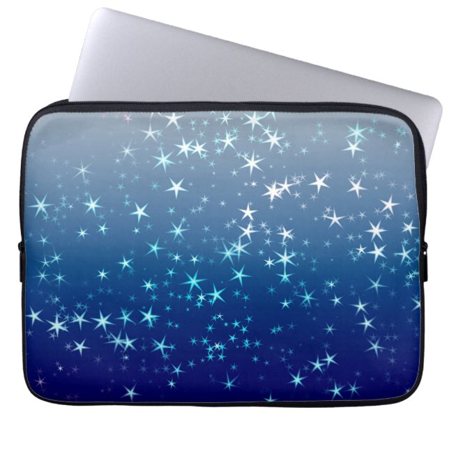 Housse Pour Ordinateur Portable Christmas Sparkles Stars Blue Sky (Devant)