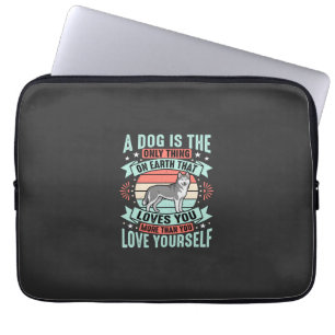 Housse Pour Ordinateur Portable Citation Amoureux de Chien Graphique Husky Vintage