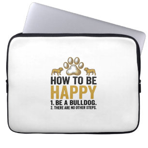 Housse Pour Ordinateur Portable Citation Bulldog heureux Gravure vintage Amoureux