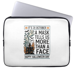 Housse Pour Ordinateur Portable Citation de Masque Halloween Vintage Vector Design