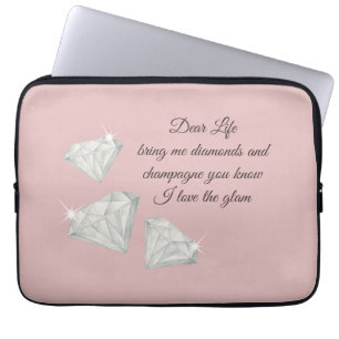 Housse Pour Ordinateur Portable Citation Diamants & Champagne – Édition Cher La Vi