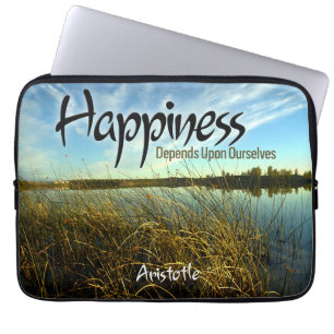 Housse Pour Ordinateur Portable Citation Inspirationnelle Aristote "Bonheur"