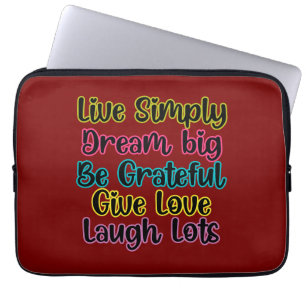 Housse Pour Ordinateur Portable Citation Motivante Vivre Simplement Rêver Donner A