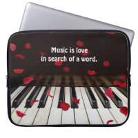 Citation sur Touches de piano avec pétales Roses