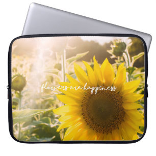 Housse Pour Ordinateur Portable Citation tournesol "les fleurs sont le bonheur"