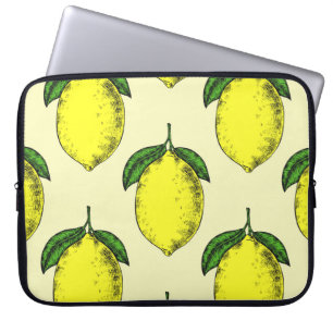 Housse Pour Ordinateur Portable Citrons et feuilles : motif d'été.