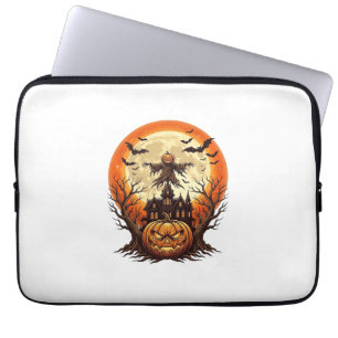 Housse Pour Ordinateur Portable Citrouille effrayante Épouvantail Maison hantée Pl