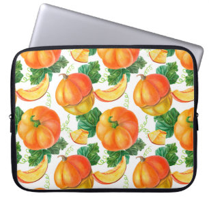 Housse Pour Ordinateur Portable Citrouille orange sur arrière - plan blanc. Patte